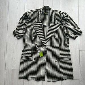 Alan Stuart Black and White Striped Blazer